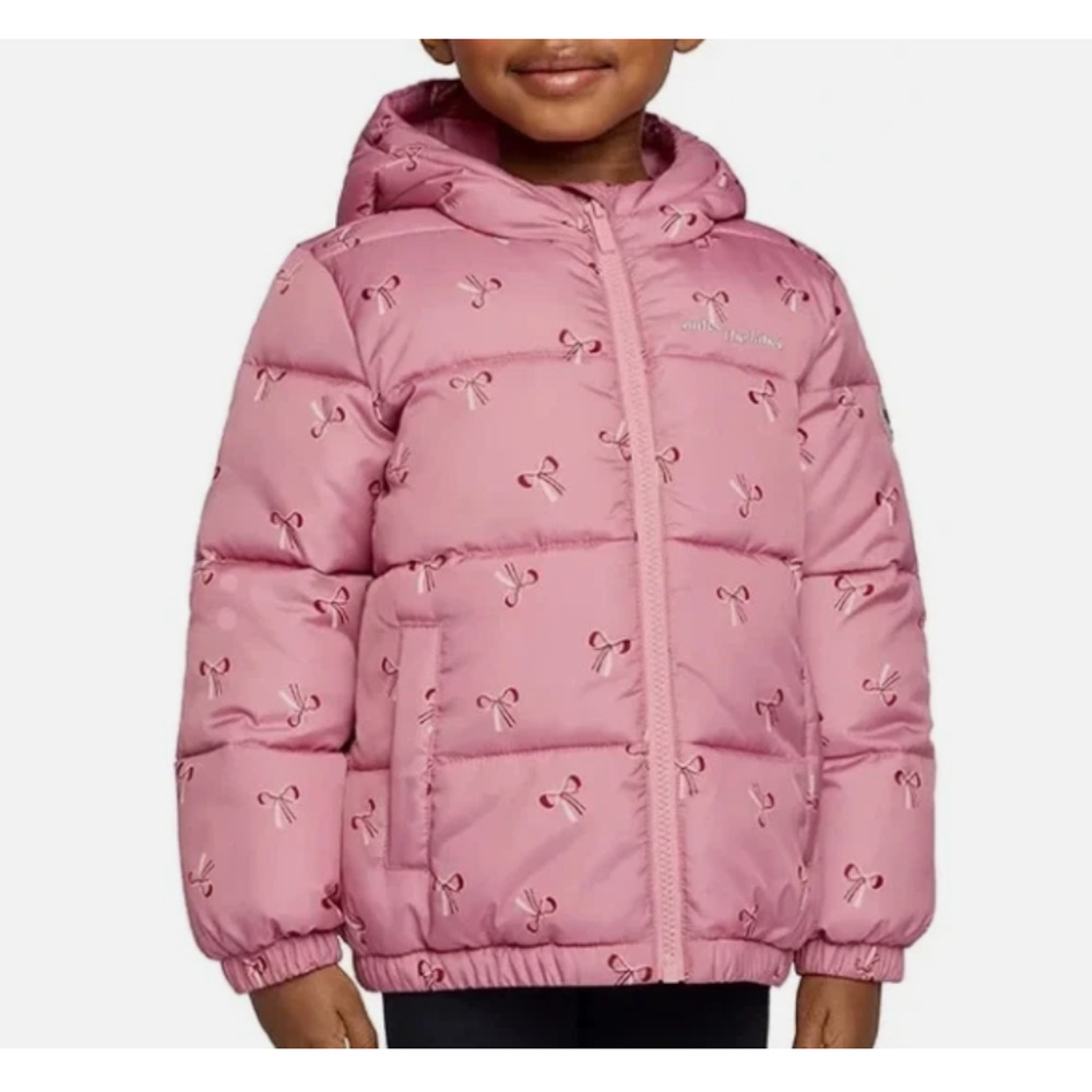 Miles the Label Kids Hooded Puffer Jacket Girls Pink (Bows) Size 3T. NWT